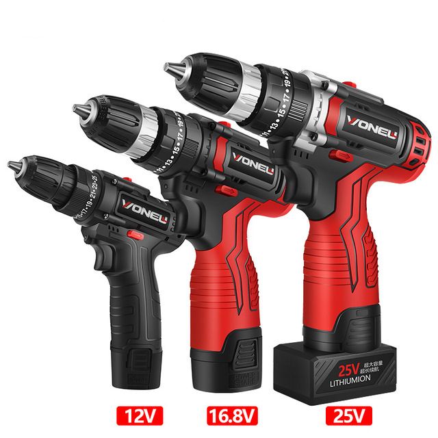 Double Speeds Drill Set ឧបករណ៍ដៃ ថ្មសាកឥតខ្សែ ជាមួយនឹងឆ្នាំងសាក